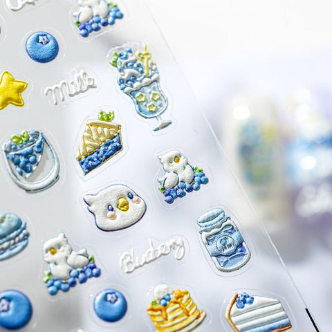 blue cake nail stickers