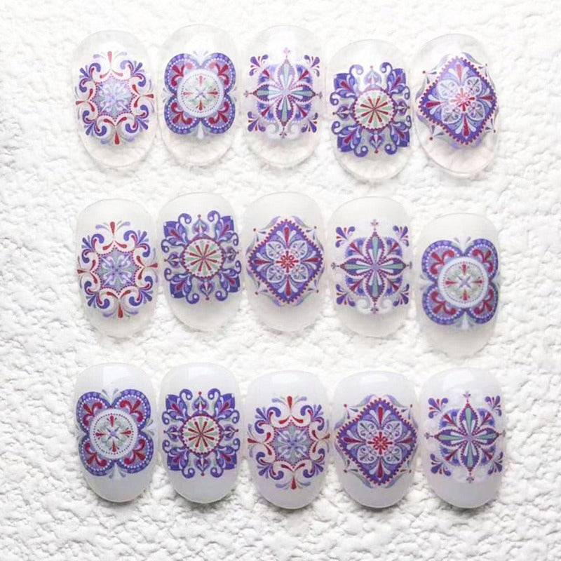 purple boho design nails