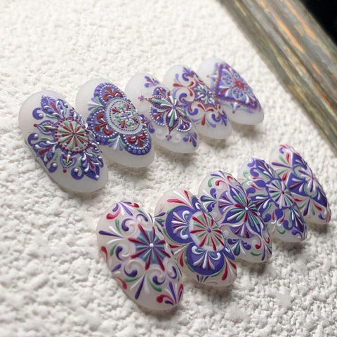 Boho Nail Stickers, Boho Nail Decals, Bohemia Nail Art,5D Embossed, Nail Art Decal, Bohemia, DIY Nails - #nail stickers#