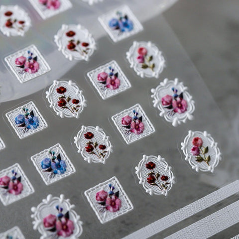 flower lace stamp nail stickers