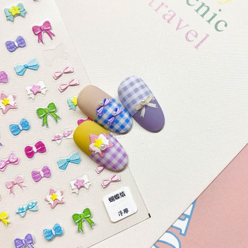 colorful bowknot nail stickers