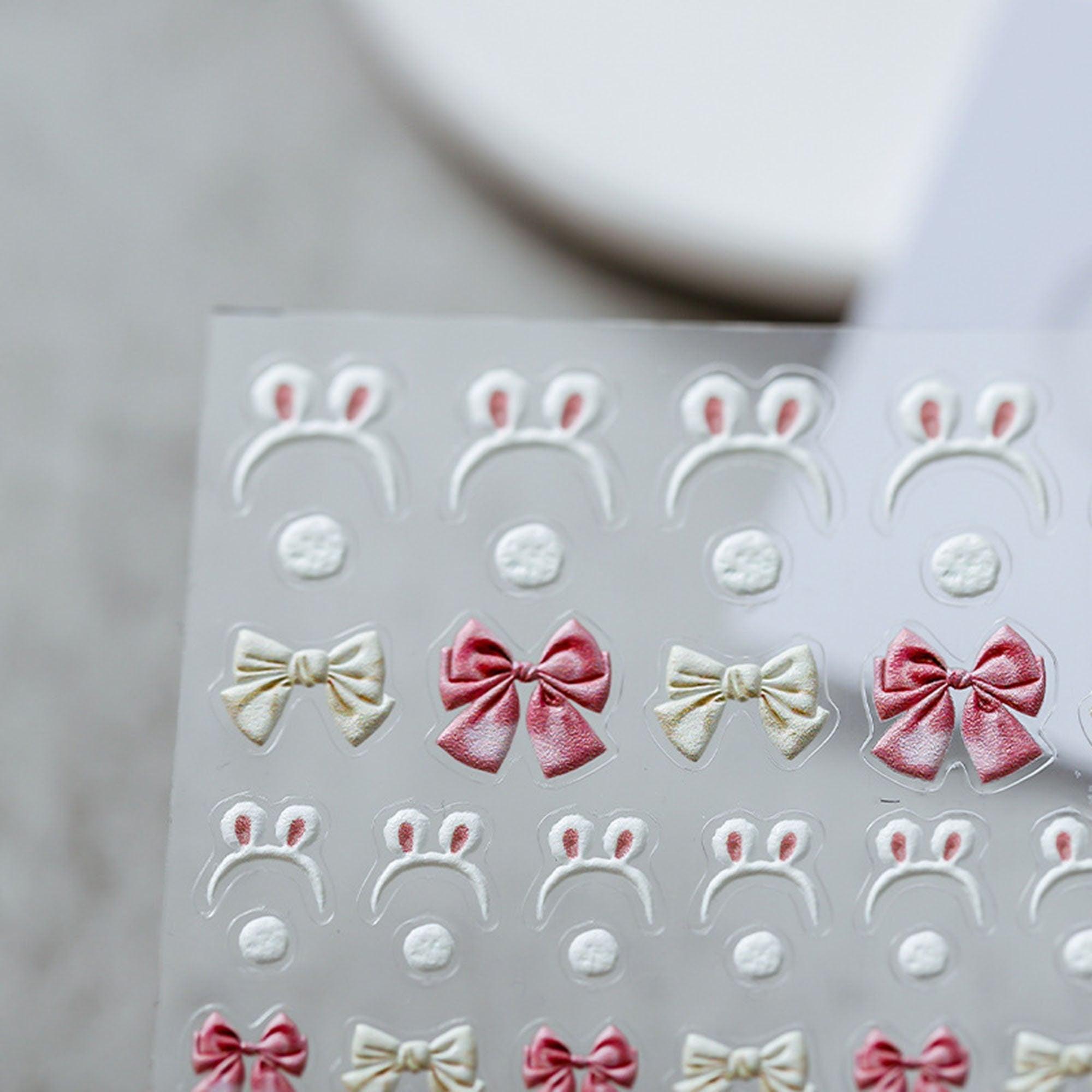 pink bowknot nail stickers