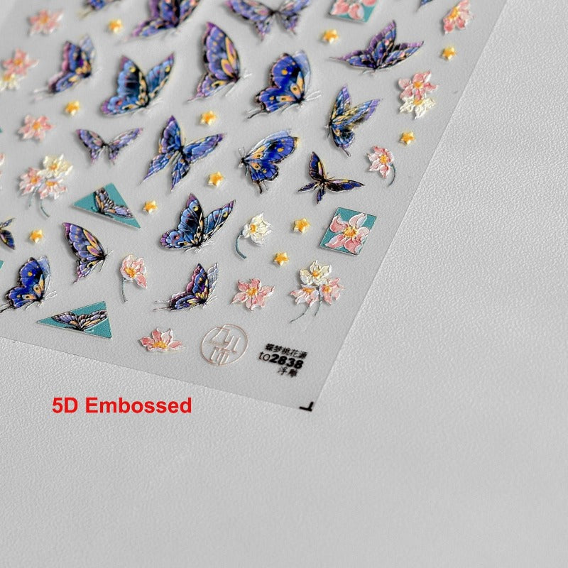 embossed butterfly nail stickers