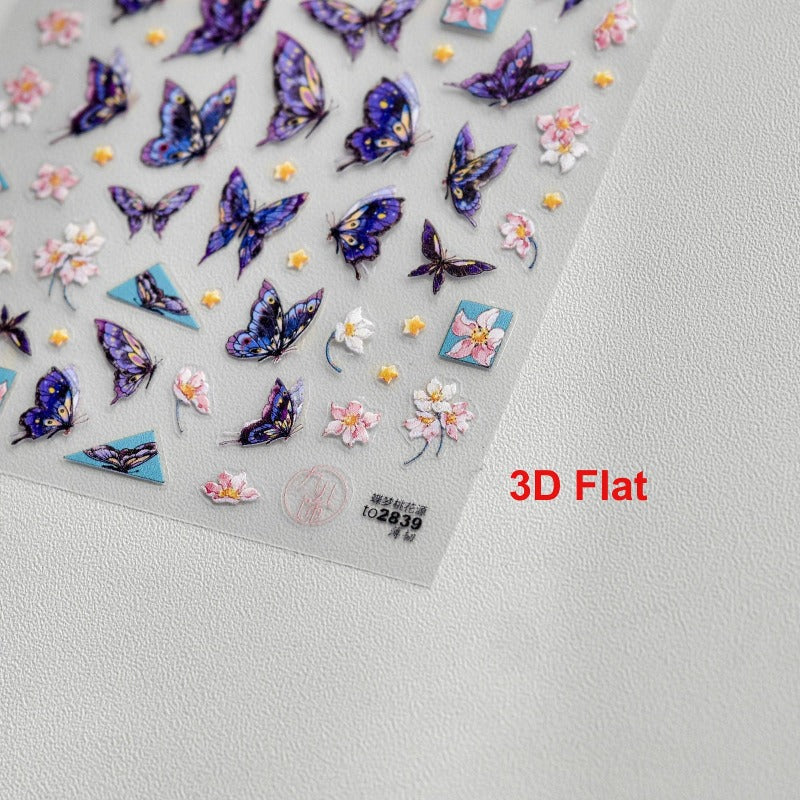 3d butterfly nail decal