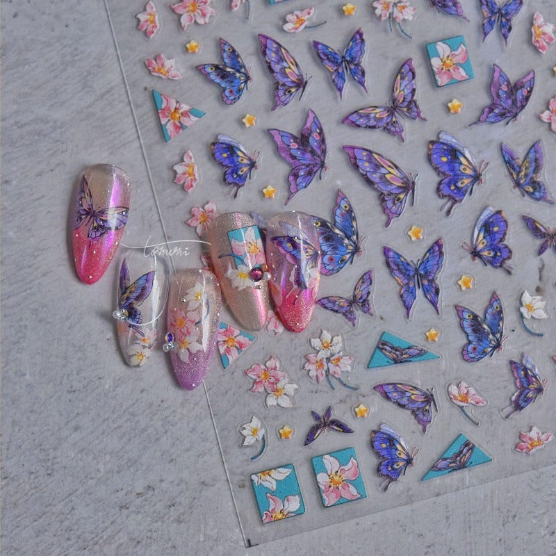 Amazon.com: Butterfly Nail Art Stickers for Acrylic Nails Water Transfer  Decals for Spring Colorful Butterfly Fashion Nail Design Sticker Manicure  Tips Decorations Kit 12 Sheets : Beauty & Personal Care