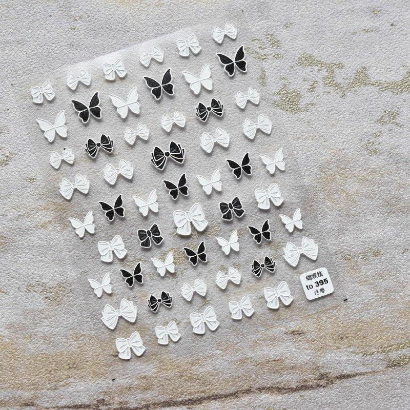 white butterfly nail stickers