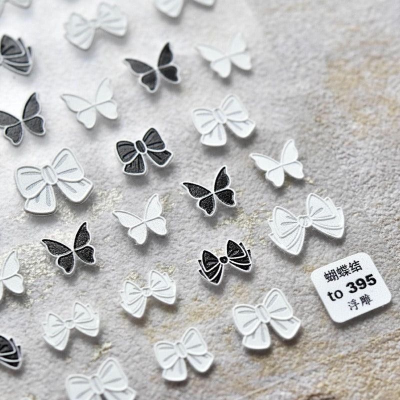 embossed white aesthetic nail stickers