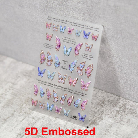 embossed butterfly nail decal sticker
