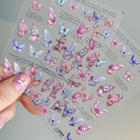 embosssed butterfly nail stickers