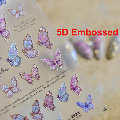 embossed butterfly nail sticker