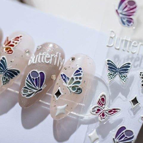 embossed butterfly nails