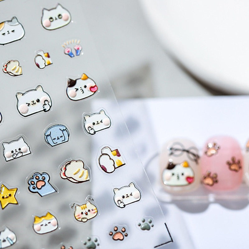 embossed cat nail decals
