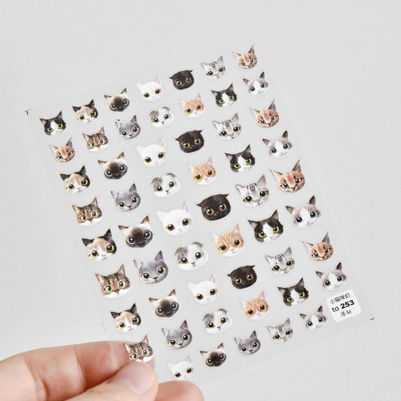 3d cat nail decals