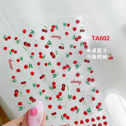 3d cherry nail sticker