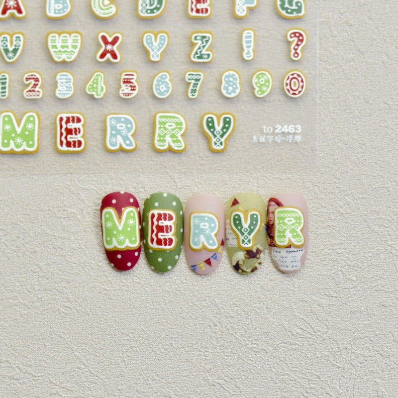 english letters nail sticker
