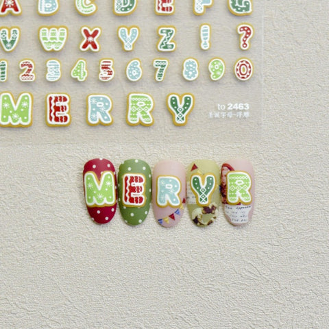 english letters nail sticker