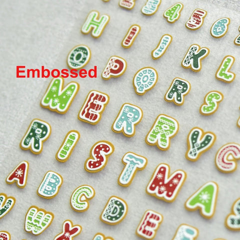 embossed english letter nail decal