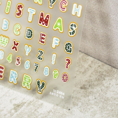 3d alphabet nail decal