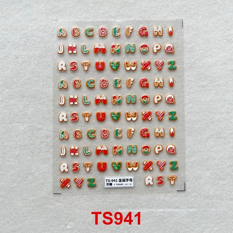 christmas letters nail sticker