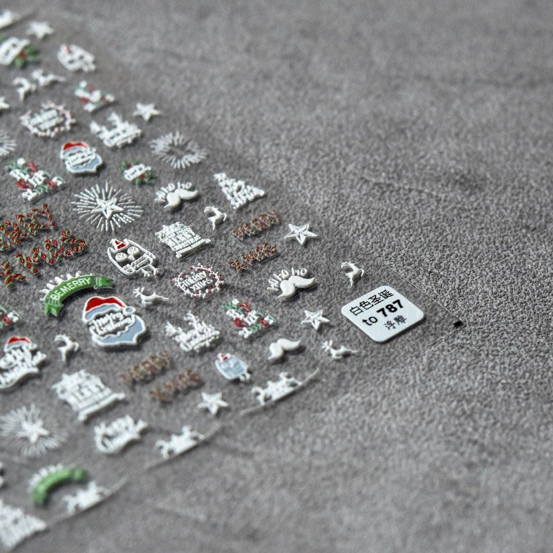 white christmas nail decals