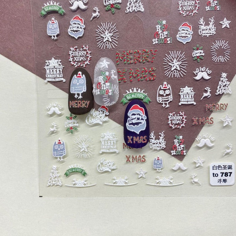white christmas nail sticker