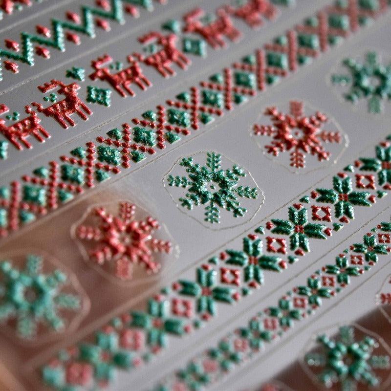 christmas green and red nail sticker
