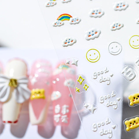 white kawaii nail stickers