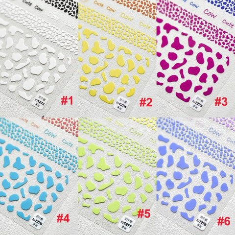colorful cow nal decal stickers