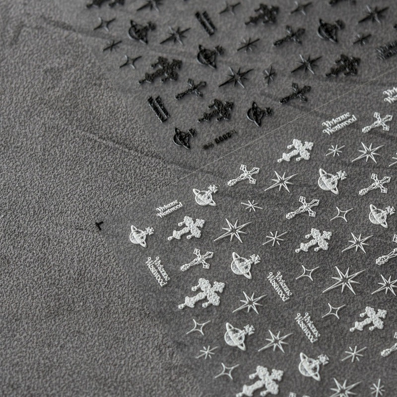 embossed cross nail sticker