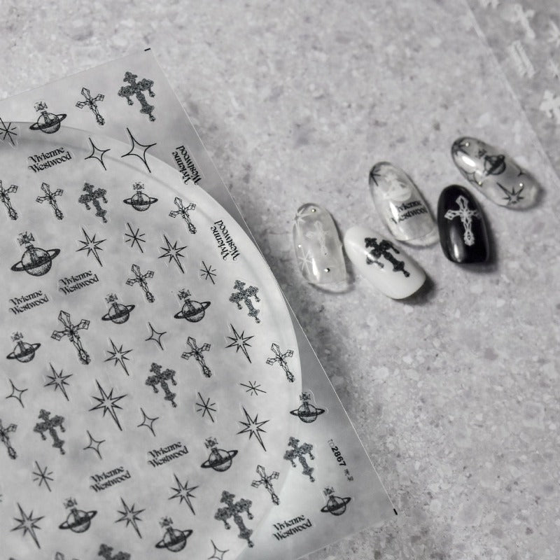 black cross nail sticker