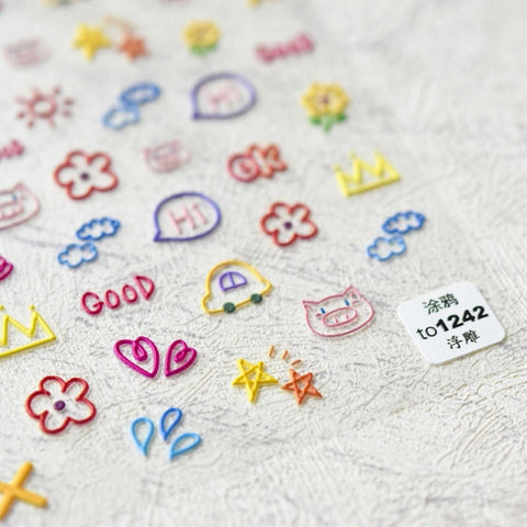cute drawings nail sticker