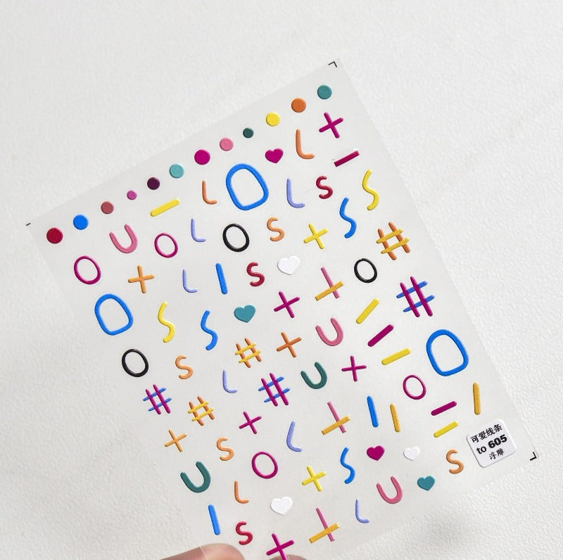 cute line nail stickers