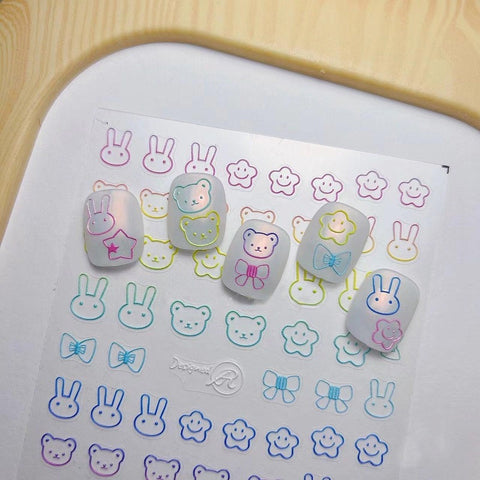 kawaii bear nail stickers