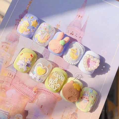 kawaii bunny nail design