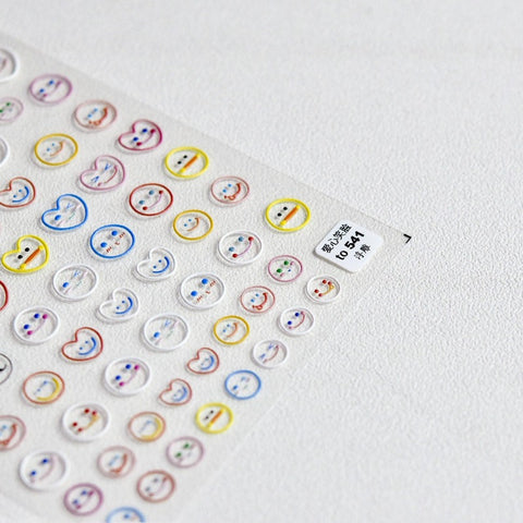 Smiling Face Nail Stickers, Heart Nail Art Decal, Cute Nail Stickers, Kawaii Nail Stickers, 5D Embossed, DIY Nails - Miss Fairy Nails