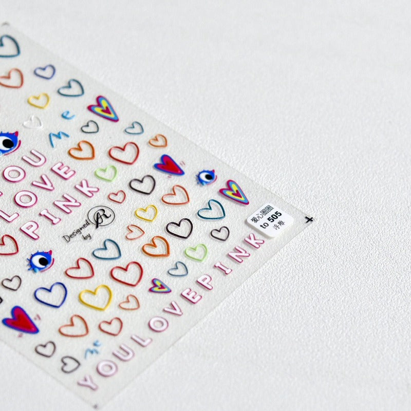 Smiling Face Nail Stickers, Heart Nail Art Decal, Cute Nail Stickers, Kawaii Nail Stickers, 5D Embossed, DIY Nails - Miss Fairy Nails