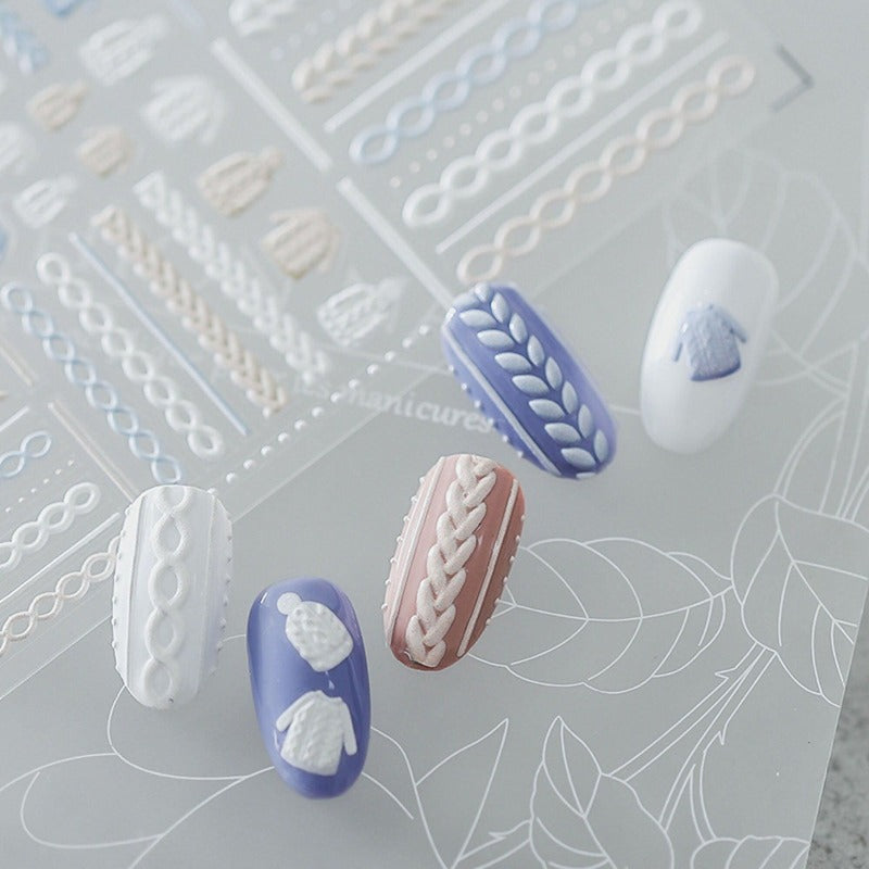 Winter Sweater Nail Stickers, Nail Art Decal, Winter Nail Stickers, Sweater Nail Decals, Embossed Nail Stickers, 5D Embossed, DIY Nails - Miss Fairy Nails