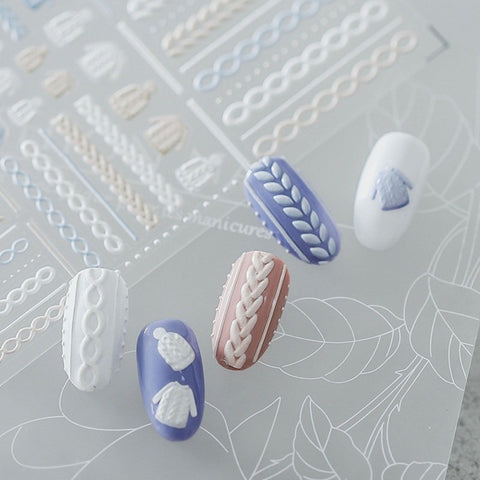 Winter Sweater Nail Stickers, Nail Art Decal, Winter Nail Stickers, Sweater Nail Decals, Embossed Nail Stickers, 5D Embossed, DIY Nails - Miss Fairy Nails