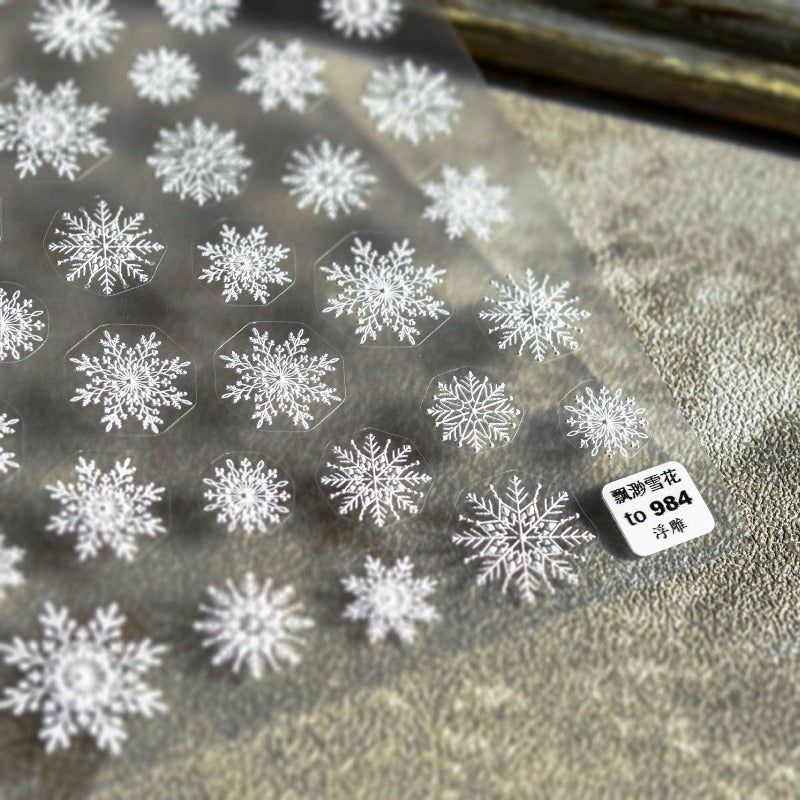 Snowflake Nail Stickers, Winter Nail Decals, Nail Design Art, DIY Nails, 5D Nails - tomoni nail art