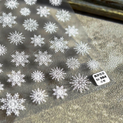 Snowflake Nail Stickers, Winter Nail Decals, Nail Design Art, DIY Nails, 5D Nails - tomoni nail art