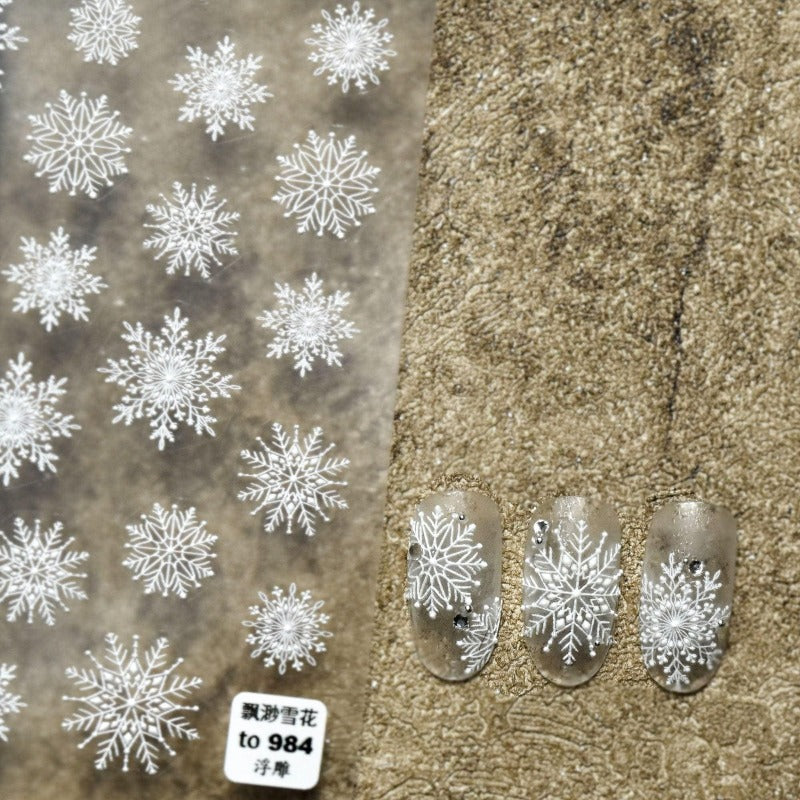 Snowflake Nail Stickers, Winter Nail Decals, Nail Design Art, DIY Nails, 5D Nails - tomoini nail art