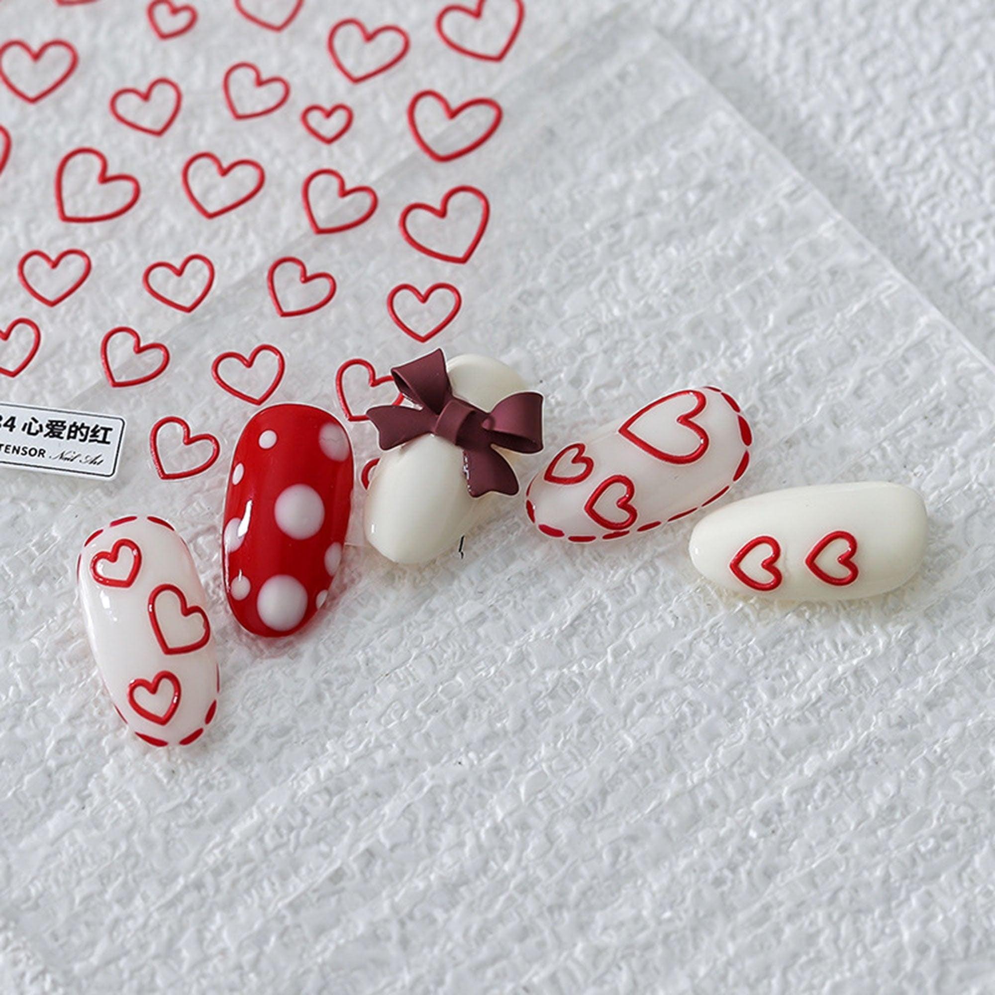 Heart Nail Stickers, Heart Nail Decal, Nail Design Art, DIY Nails, 5D Nails, 3D Nails - Miss Fairy Nails