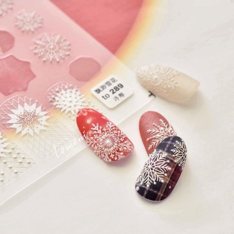 Snowflake Nail Stickers, Winter Nail Decals, Nail Design Art, DIY Nails, 5D Nails - tomoni nail art