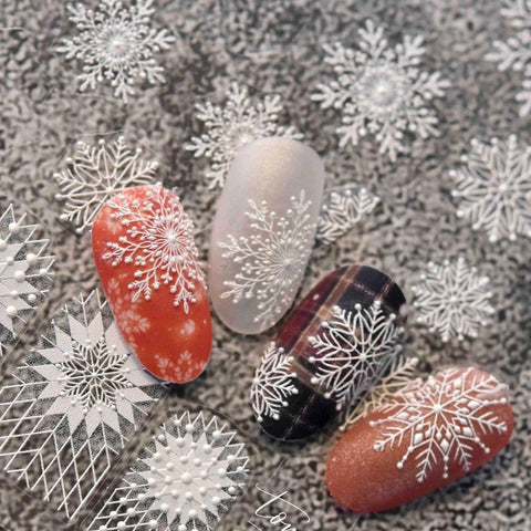 Snowflake Nail Stickers, Winter Nail Decals, Nail Design Art, DIY Nails, 5D Nails - tomoni nail art