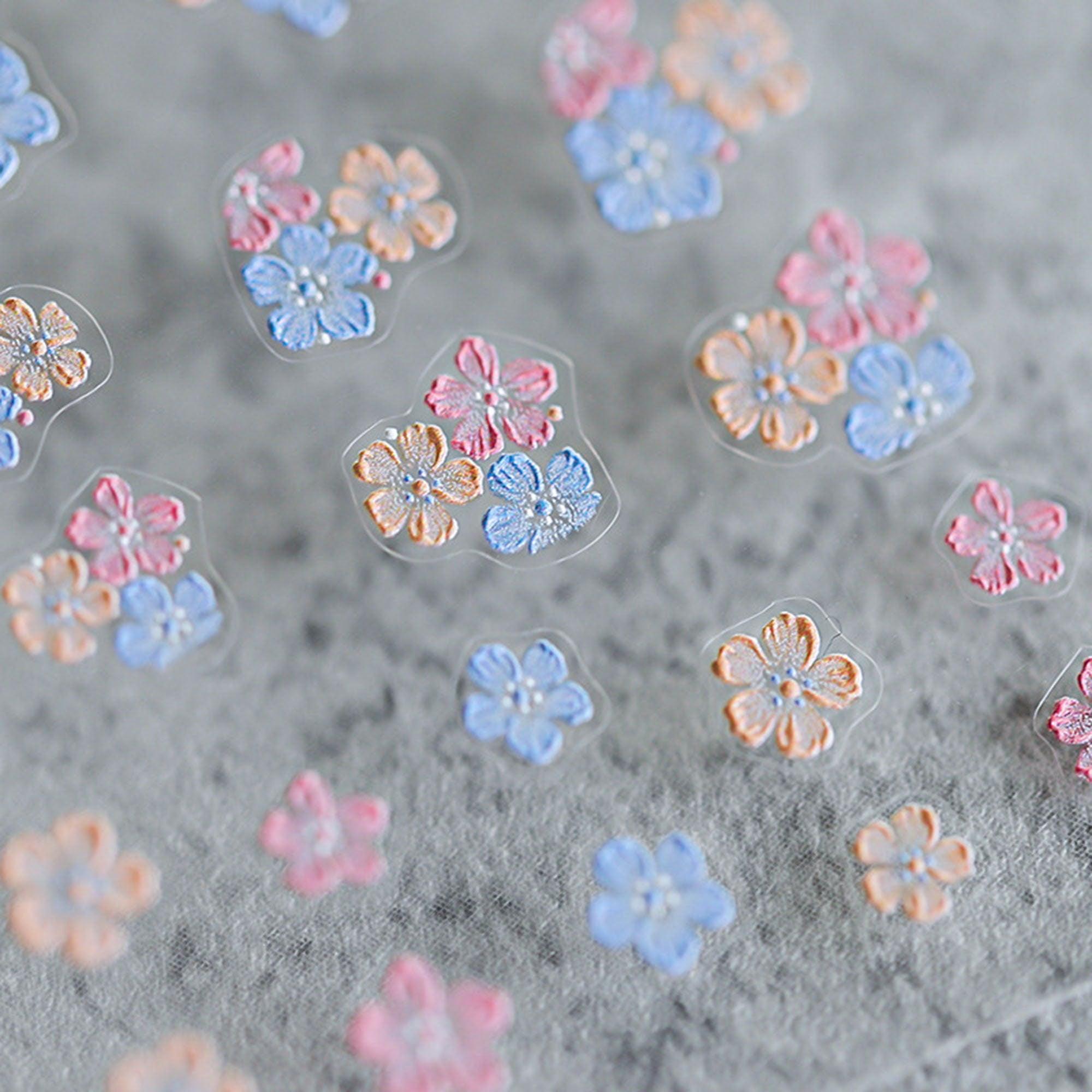 Flower Nail Stickers, Flower Nail Decals, Nail Decal Art, 5D Embossed Nail Stickers, DIY Nails - Miss Fairy Nails