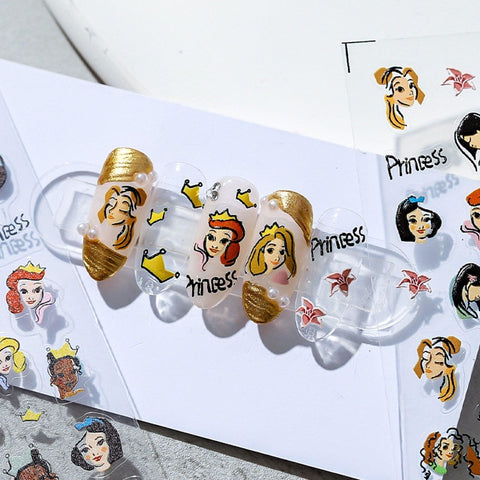 Princess Cartoon Nail Stickers, Cartoon Nail Decals, Cute Nail Stickers, Nail Decal Art, 3D Nails, 5D Nails, DIY Nails - Miss Fairy Nails