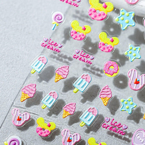 Ice Cream Nails Stickers, Summer Nail Stickers, Ice Cream Nail Decals, Cute Nail Decals, 5D Nails, DIY Nails - Miss Fairy Nails
