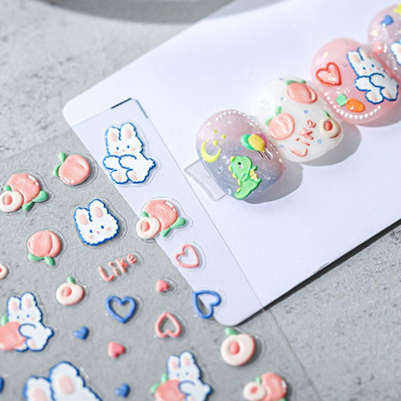 bunny and peach nail sticker