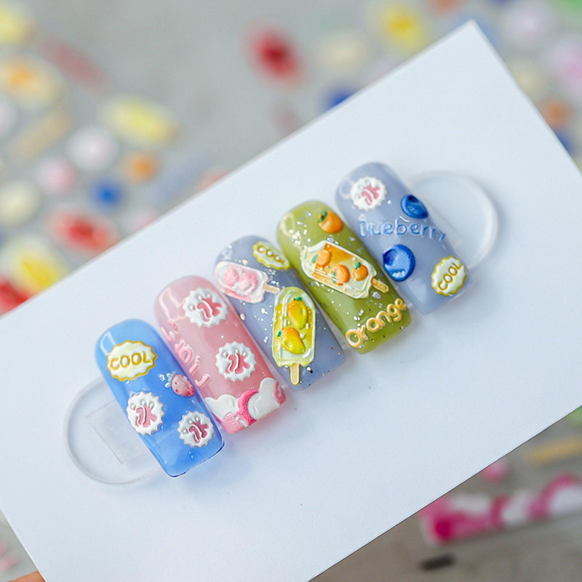 Summer Nail Stickers, Ice Cream Nail Decals, Summer Nail Decals, Kawaii Nail Decal Art, 3D Nails, 5D Nails, DIY Nails - Miss Fairy Nails