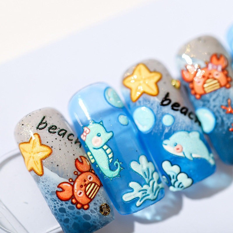 Ocean World  Nail Stickers, Sea World Nail Decals, Kawaii Nail Decals, Cute Nail Stickers, Manicure Stickers, DIY Nails - Miss Fairy Nails
